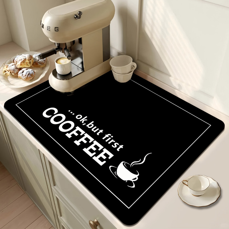 Ok But First Coffee Text Kitch - Bar Mat Rubber 评论和价格