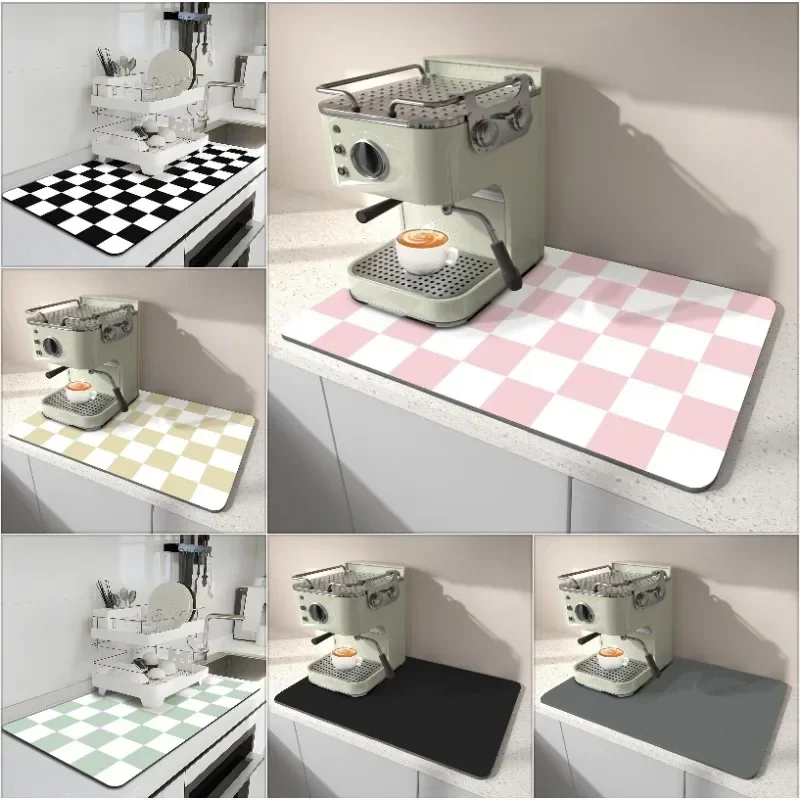 Pink White Checkered Absorbent - Bar Mat Rubber 评论和价格